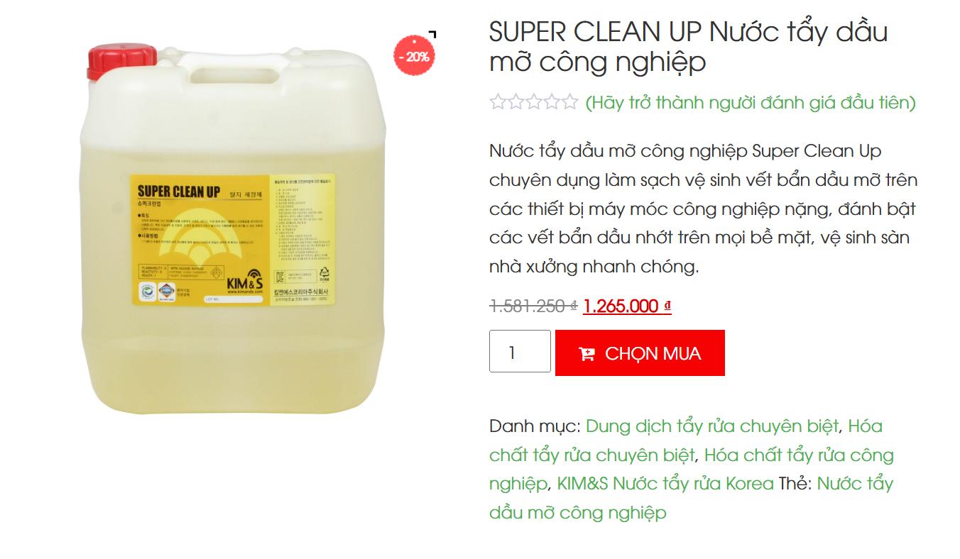 Hóa chất tẩy dầu mỡ dầu nhớt công nghiệp Super Clean Up